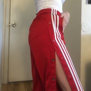 Red Adidas snap track pants